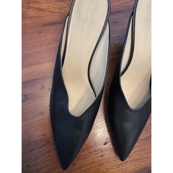 STUART WEITZMAN LEATHER LULA POINTED TOE PUMP IN BLACK 10 B MULE - Picture 6 of 16